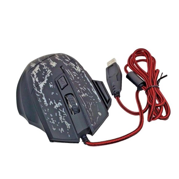 HYSO Colorful LED Backlight Easy Press Buttons Black Grey Gaming Computer Mouse